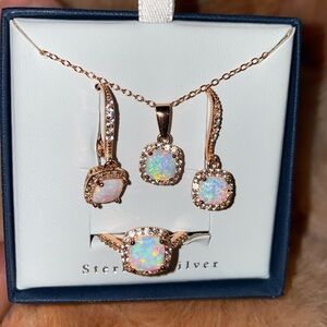 18K Plated over 925 Sterling Silver Opal Jewelry Set
